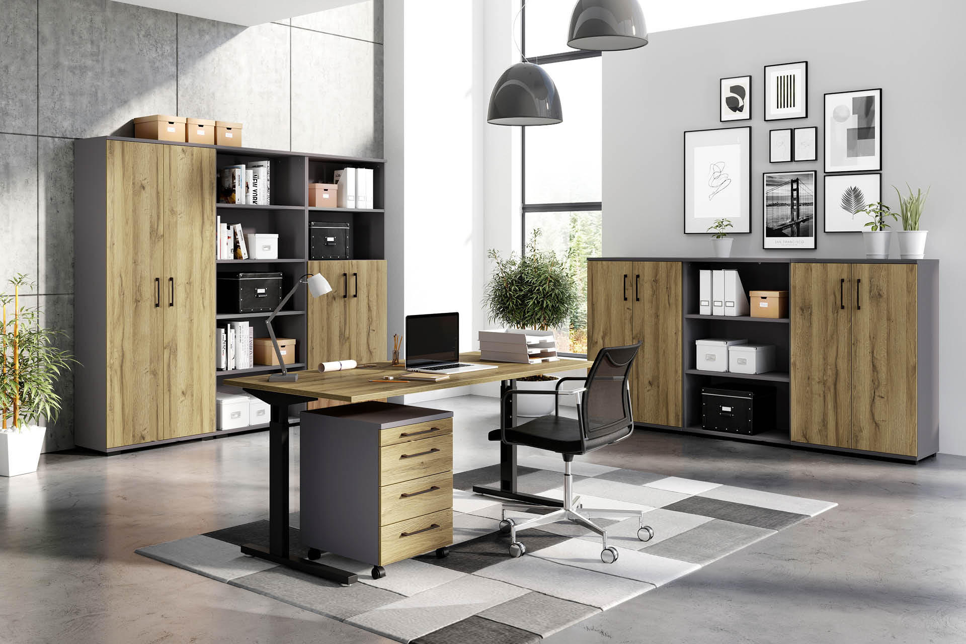 Büromöbel aus holz in dunkelbraun, Serie GW-Profi 2.0