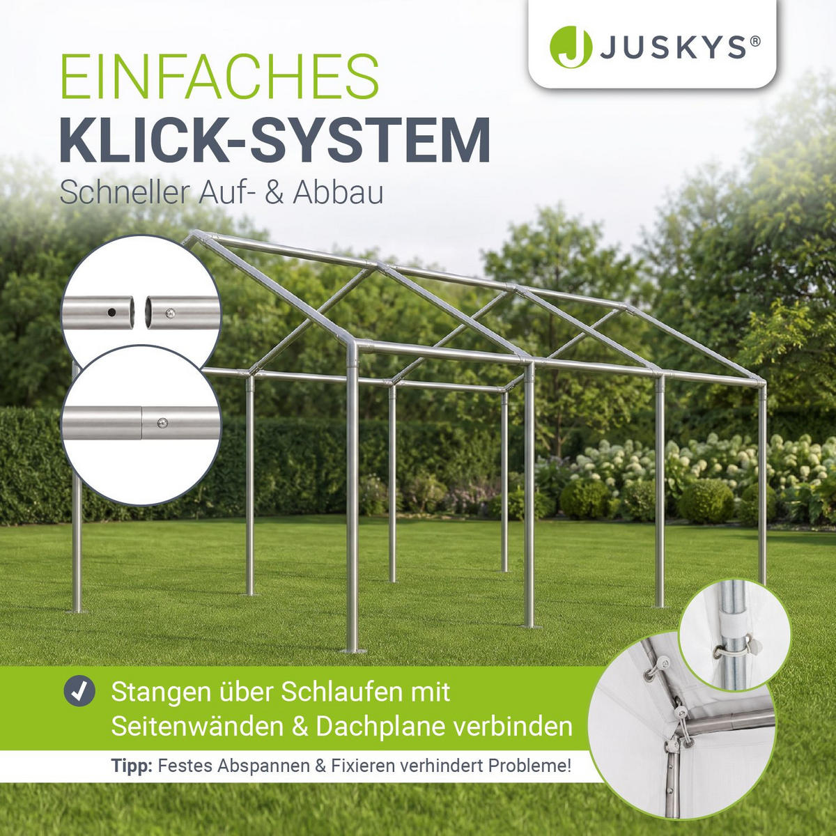 FESTZELT Partyzelt Gala weiß 3x6 m - Weiß, Kunststoff (300/280/600cm) - Juskys