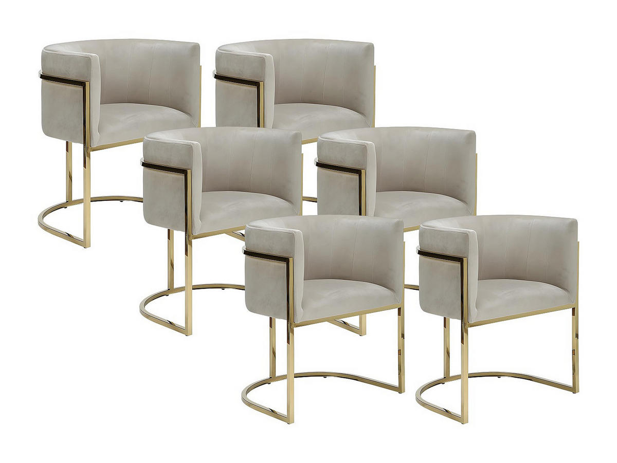 STUHL - 60cm x 56.5cm - Samt - beige - PERIA - Beige, Textil (60/76/56.5cm) - Vente-Unique