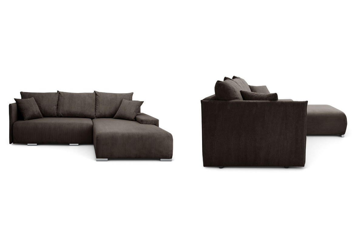 ECKSOFA Lauren L- Form 246 x 188 cm, 4 Sitzer, Bettzeugablage, Sofa, Eckcouch, Cord, rechte Seite, braun - Braun, Kunststoff (246/188cm) - Margaret Hadas24
