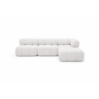 ECKSOFA L-Form Modulare, Bouclé-Stoff Abriamo, Ecru, Rechts, Selia - Ecru, Holz (285/160cm) - Kaiser Möbel
