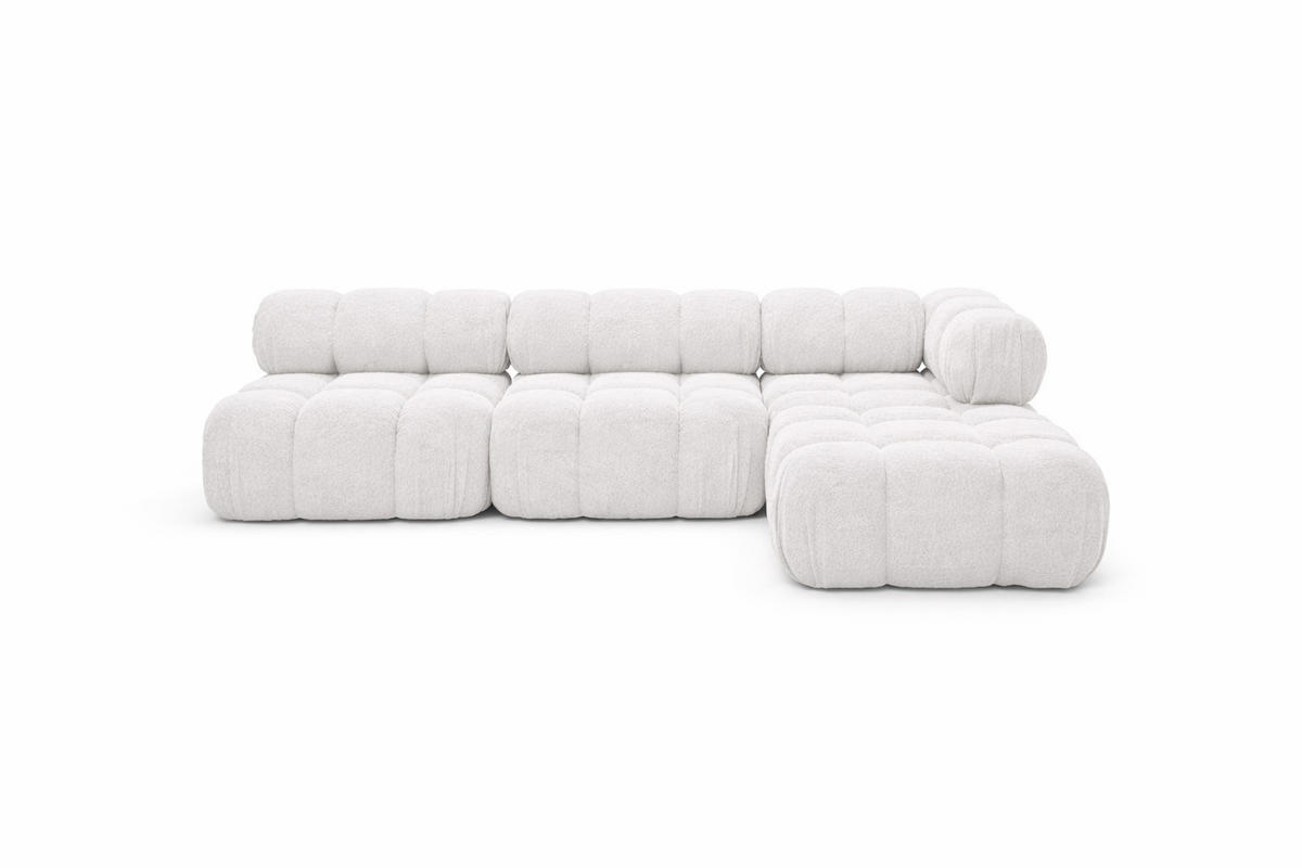 ECKSOFA L-Form Modulare, Bouclé-Stoff Abriamo, Ecru, Rechts, Selia - Ecru, Holz (285/160cm) - Kaiser Möbel
