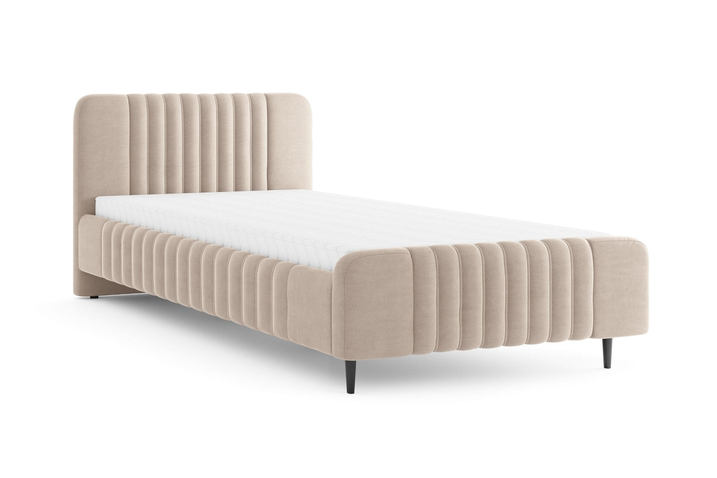 POLSTERBETT AURO 12 120/200 cm in Velours Beige - Beige, Holzwerkstoff (120/200cm) - Deine Möbel 24