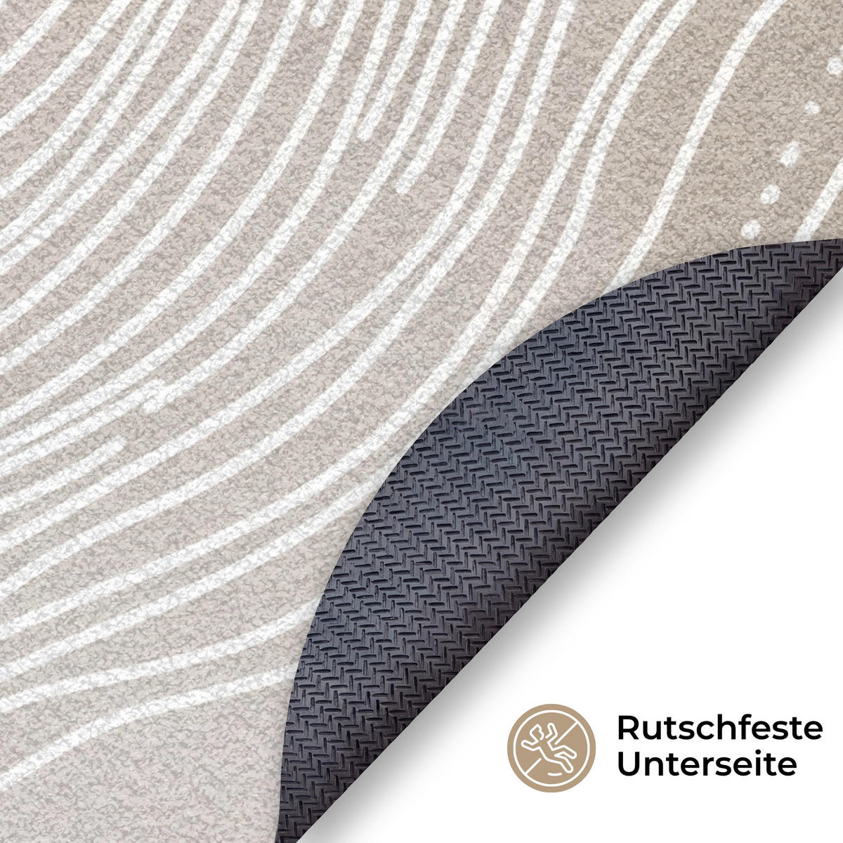 FUSSMATTE Wellenlinien - Fließend - Sandfarben Fußabtreter 120x120 cm - Beige, Kunststoff (120/120cm) - MuchoWow