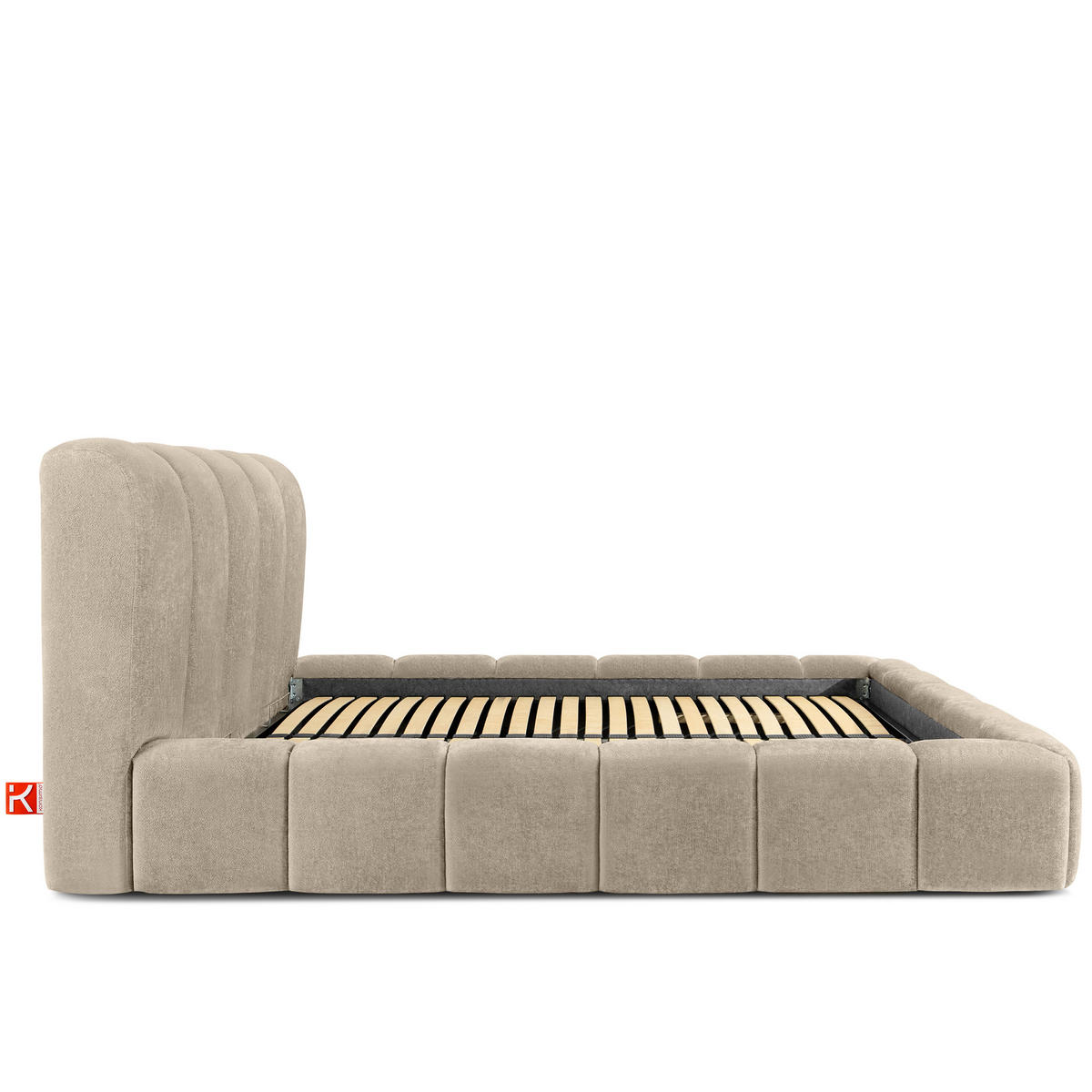 POLSTERBETT MERIDE Chenille, Graubeige - Beige/Schwarz, Holz/Textil (180/200cm) - KONSIMO®