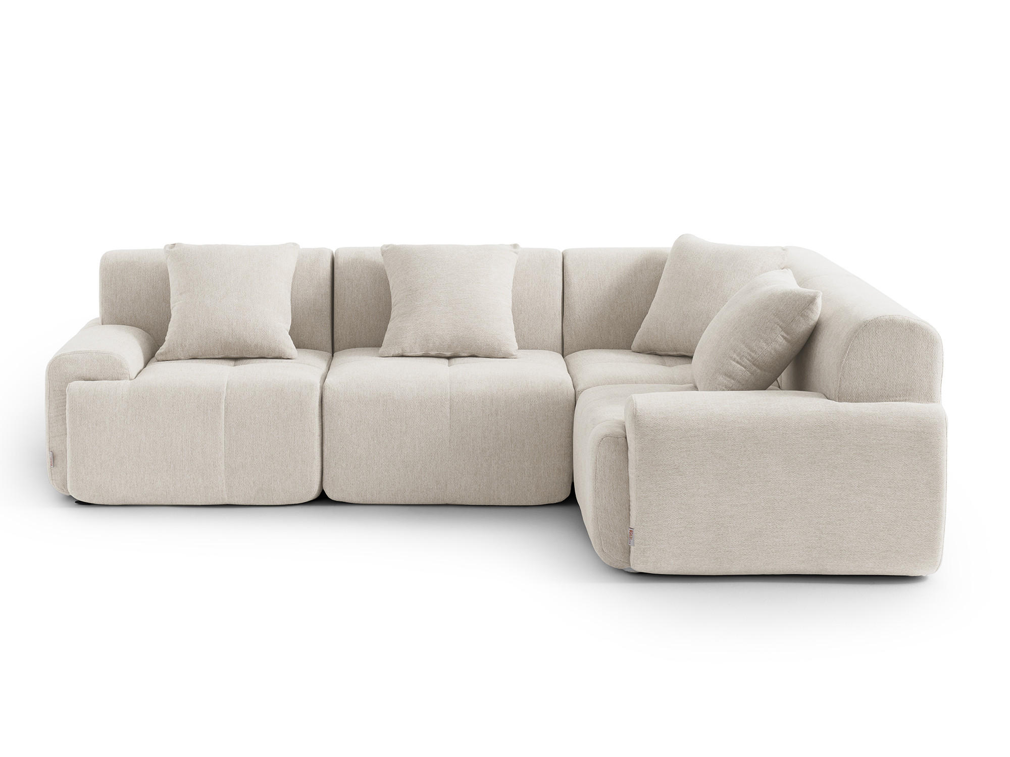 ECKSOFA Chenille Elfenbeinweiß - Creme, Textil (260/185cm) - MILYsofa