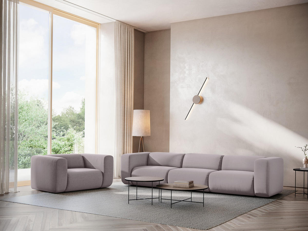 SESSEL Samt Stoff Violett - Lila/Flieder, Kunststoff/Textil (137/70/89cm) - Makamii