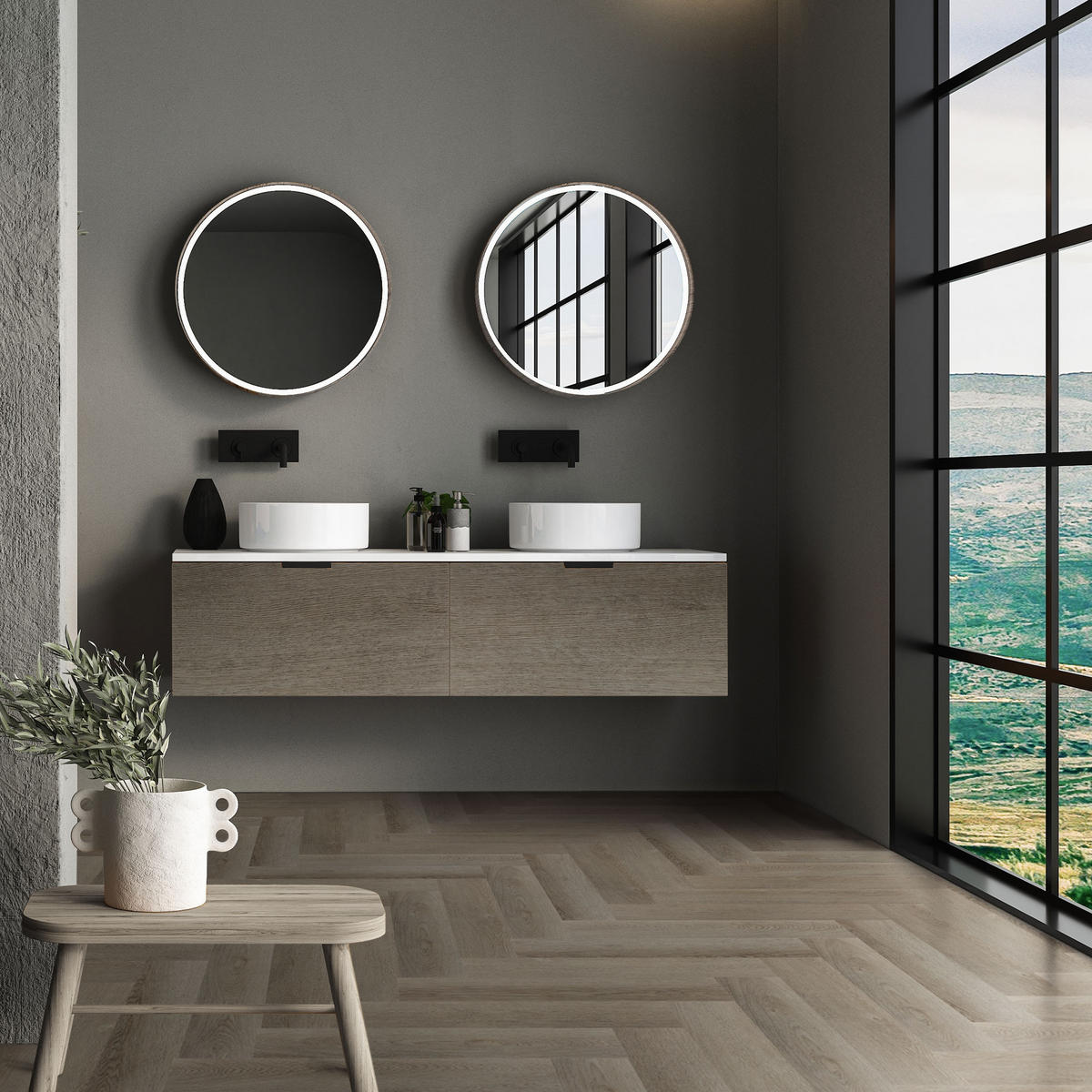 VINYLBODEN Click 3,12m²/40 Dielen Fischgrät Eiche Dunkel - Dunkelbraun, Kunststoff (12.8/61/0.42cm) - ML-DESIGN