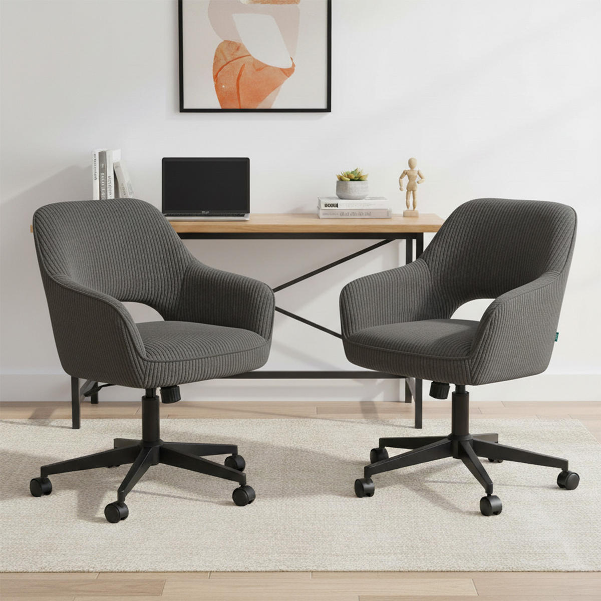 BÜROSTUHL Mika-Ilvy - Schwarz/Grau, Textil/Metall (60/84/65cm) - DUBI Möbel