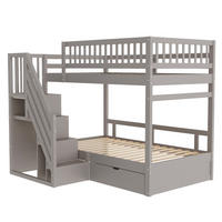 ETAGENBETT Massivholz 90x200 cm mit Sicherheitsleiter, Grau - Grau, Holz (90/200cm) - ComfortXL