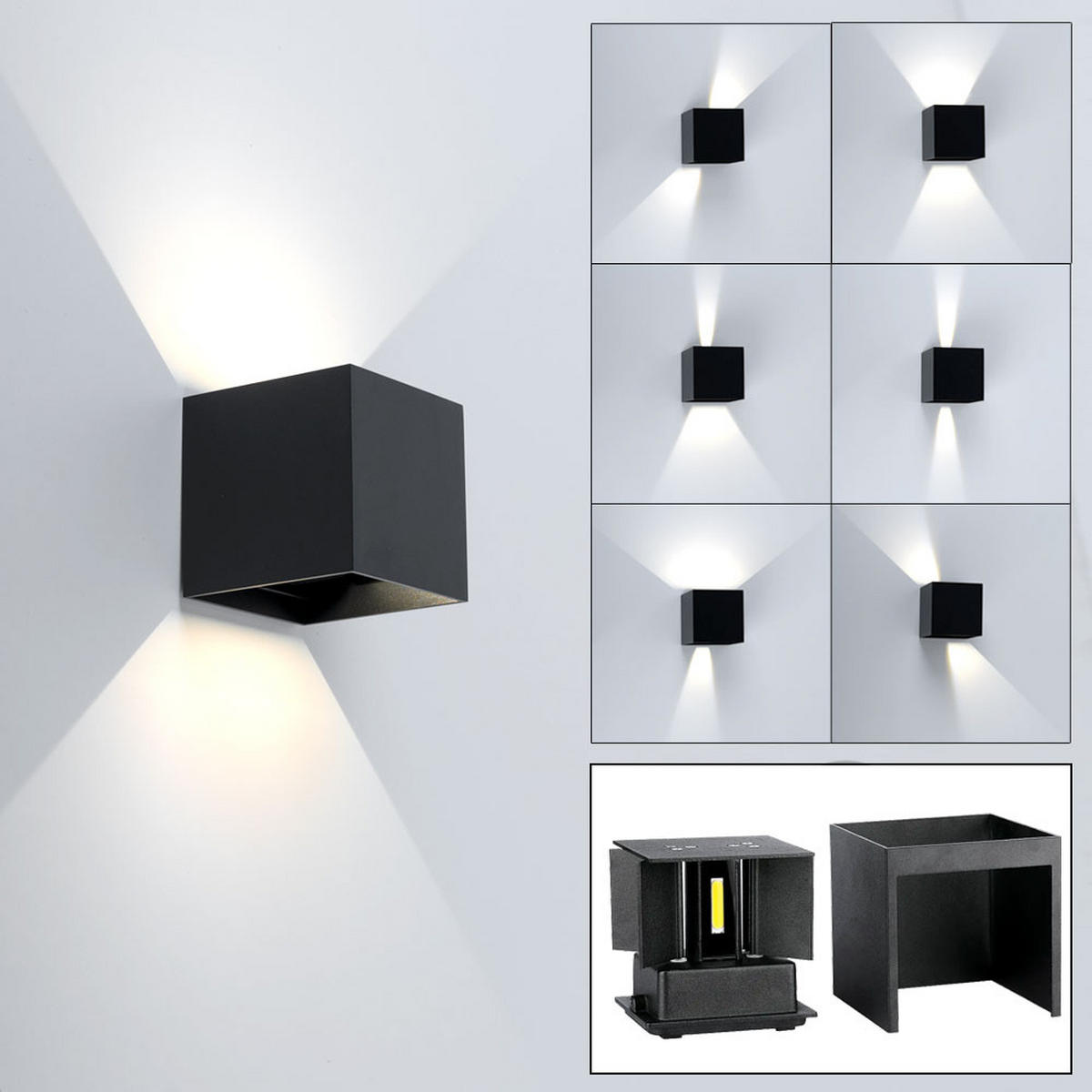 LED WANDLEUCHTE VT-759 Schwarz - Schwarz, Metall (10/10/10cm)
