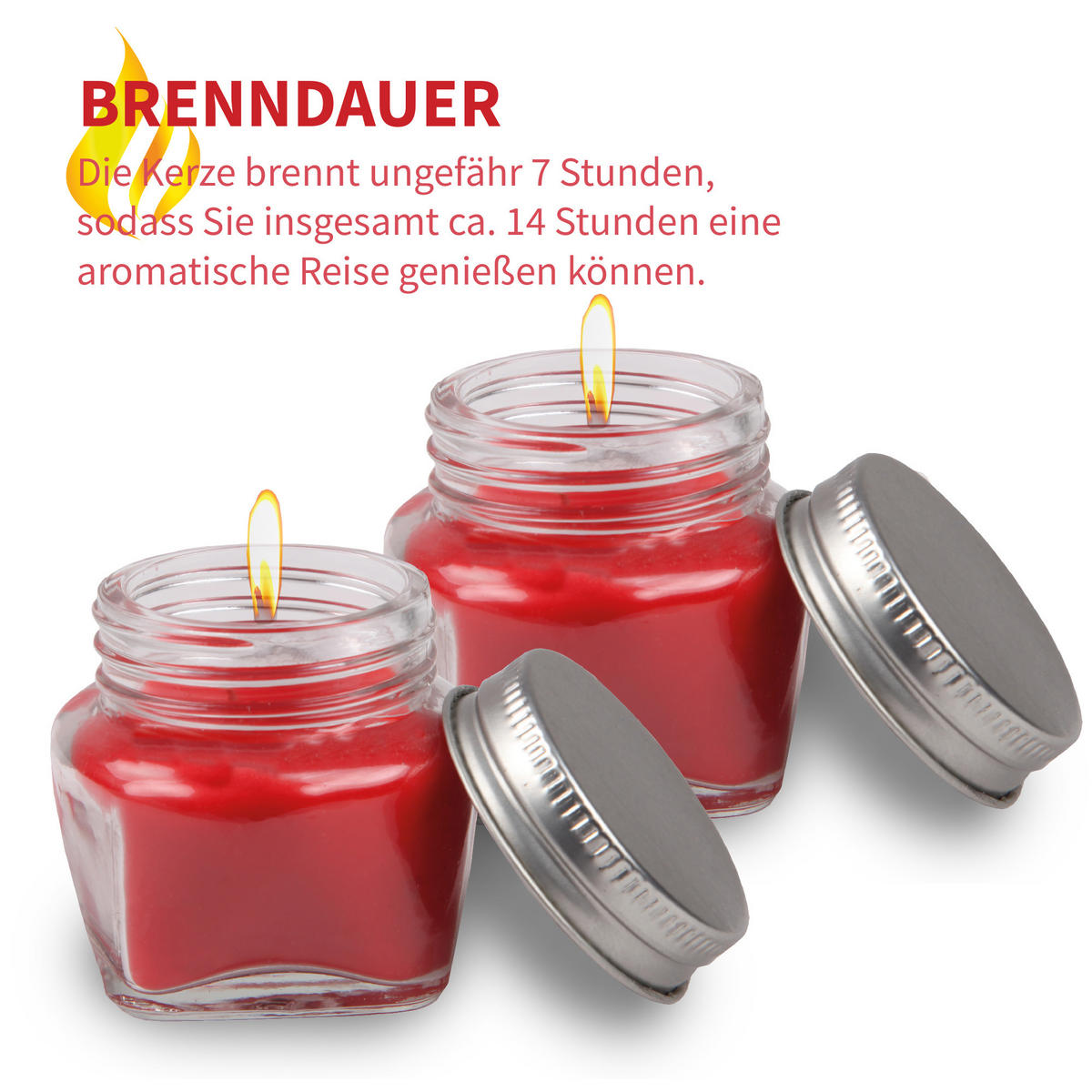 DUFTKERZE im Glas "Donut Himbeere" mit Deckel, 2er Pack mit je ca. 7 Std. Brenndauer, Ø6cm, Raumduft als Geschenk und Dekoration - Rosa, Glas (6/5cm) - HS Candle