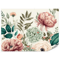 FOTOTAPETA Pre Spálňu Pastelové Pivonky Kvety Listy 200 x 140 cm - modrá/zelená, papier (200/140cm) - Muralo