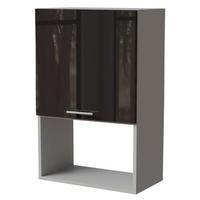 MIKROWELLENUMBAUSCHRANK Essen W4MK/60 Schwarz Hochglanz / Grau Matt 60 / 32,5 / 96cm - Schwarz Hochglanz/Schwarz, Holz/Holzwerkstoff (60/96/32.5cm) - Feldmann-Wohnen