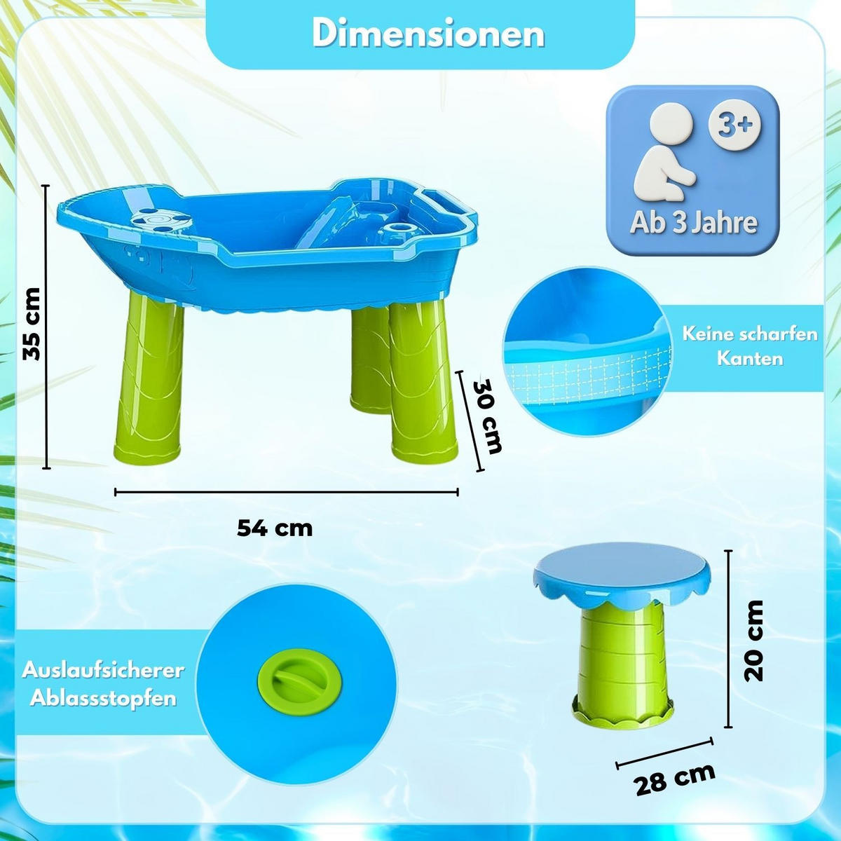 WASSERSPIELTISCH NARIUS S mit Zubehör 20 Teile - Multicolor, Kunststoff (54/30/55cm) - Coemo
