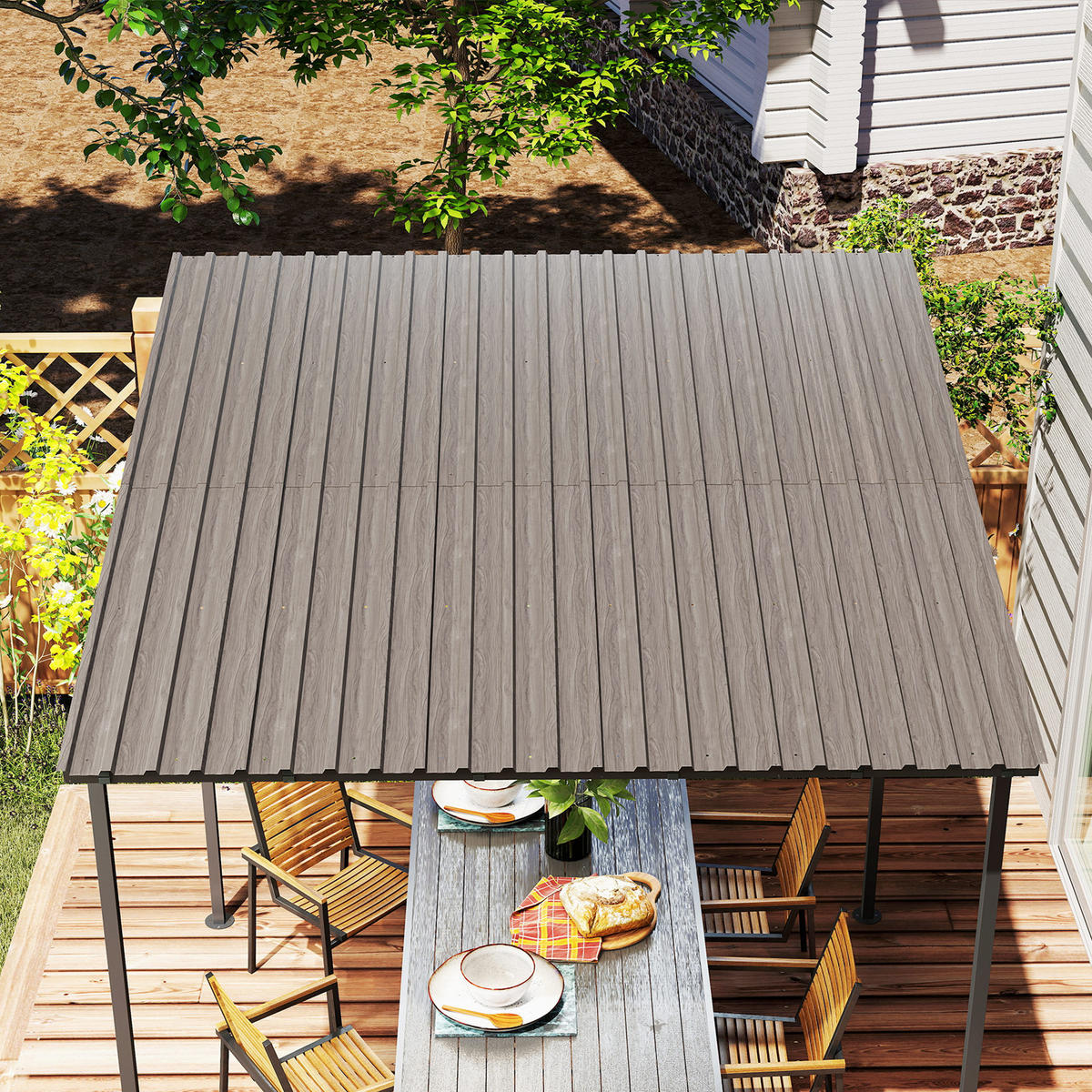 GERÄTEHAUS Grau wasserdicht verzinkter Stahl 129/45/0.03 cm 12er-Set - Hellgrau, Metall (129/45cm) - PANGIVO