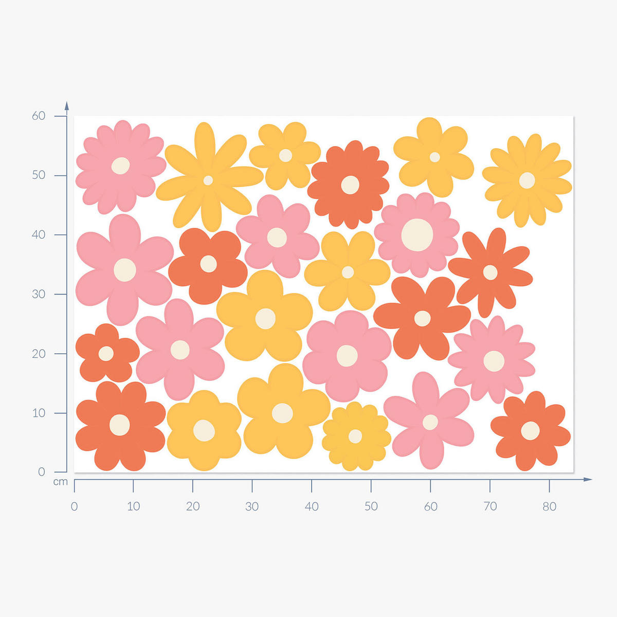 WANDAUFKLEBER 60x84cm - Dekorative Blumen - Multicolor, Kunststoff (60/84/0.1cm) - Wallfluent