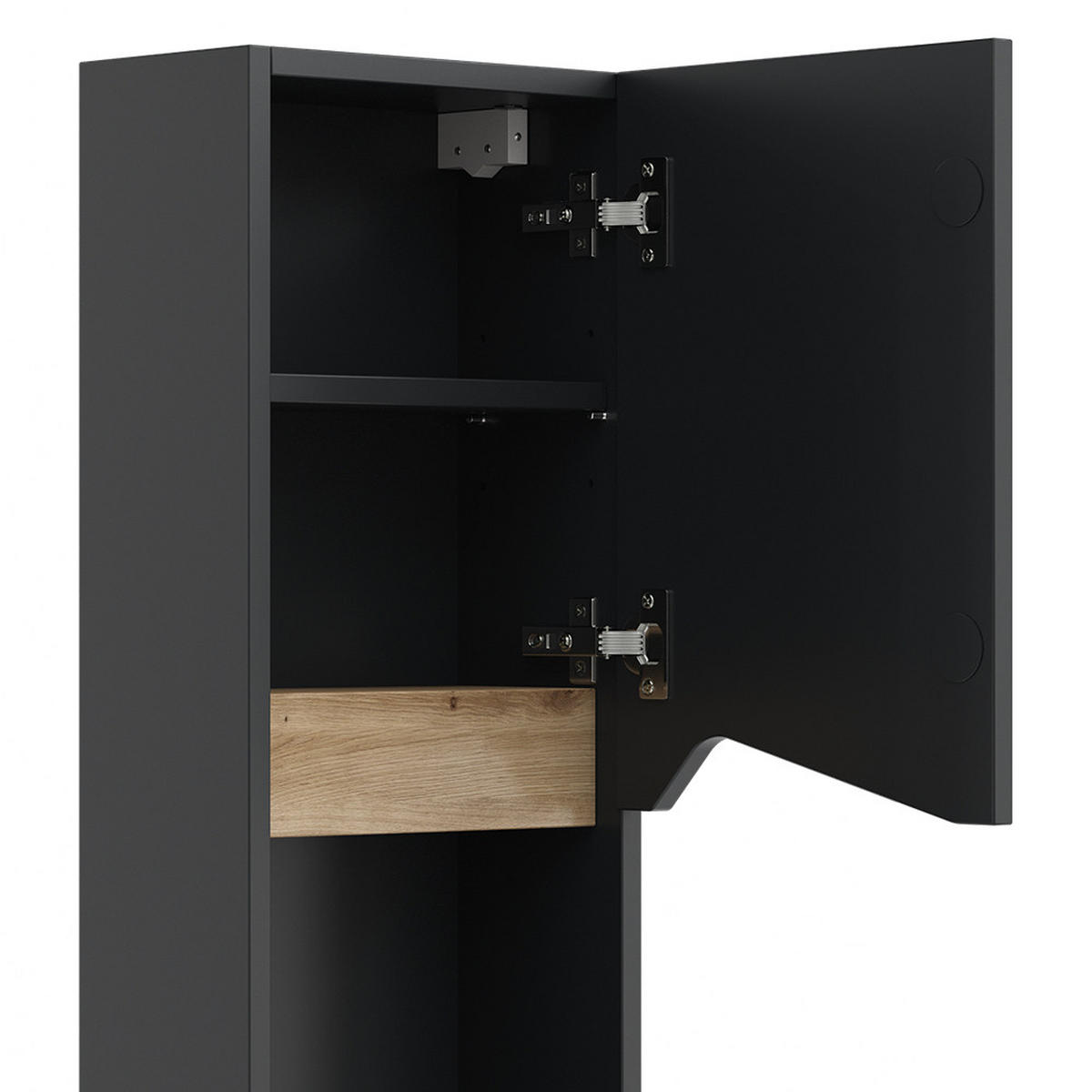 BADSCHRANK Marelle Anthrazit 30 x 67 cm mit Tür und offenem Fach - Anthrazit, Holzwerkstoff (30/67/17cm) - Vicco