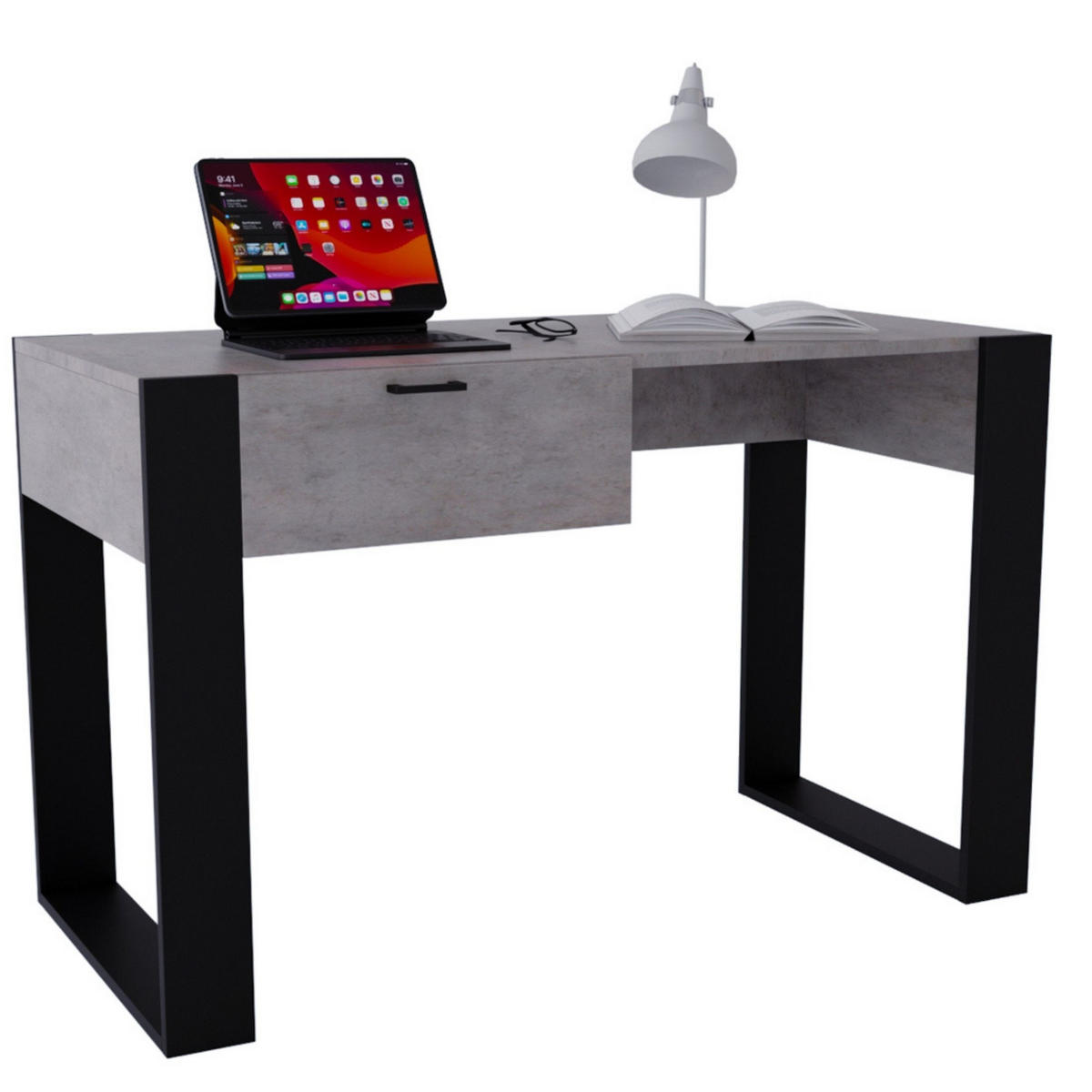 SCHREIBTISCH Grau 120/73/53,6 cm - Schwarz/Grau, Holzwerkstoff (53.6/120/73cm) - CraftPAK