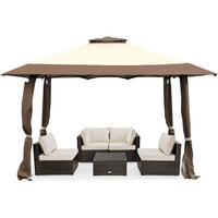 PAVILJONG Brun - Brun, Textil (395/284/395cm) - COSTWAY