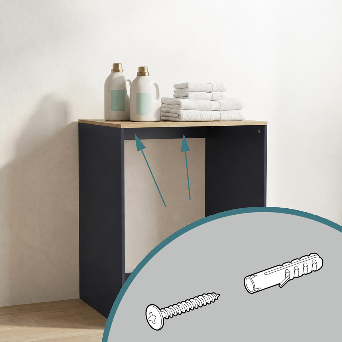 SKRINKA Antracit drevotrieska 88 cm - antracitová, kompozitné drevo (68/88/60cm) - Relaxdays