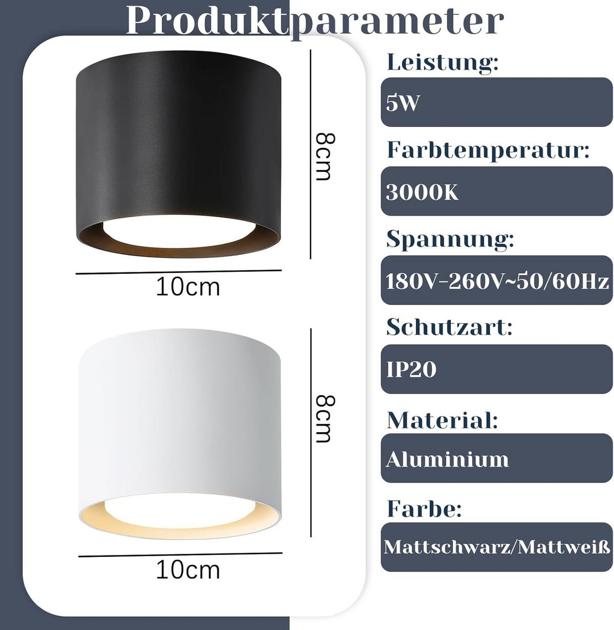 LED-DECKENLEUCHTE Hargenhainbach 10.0/10.0/10 cm - Schwarz, Metall (10/10/10cm) - ZMH