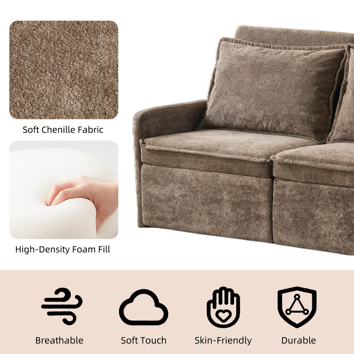 SCHLAFSOFA DE-33505 mit 5‑Stufen verstellbar Braun - Braun, Textil (172.5/95/71cm) - ComfortXL