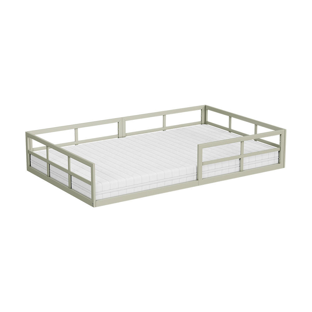 BODENBETT AUS METALL Minno Greige 120x200 mit Matratze - Greige, Metall - VitaliSpa