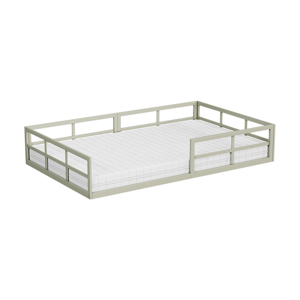 BODENBETT AUS METALL Minno Greige 120x200 mit Matratze - Greige, Metall - VitaliSpa
