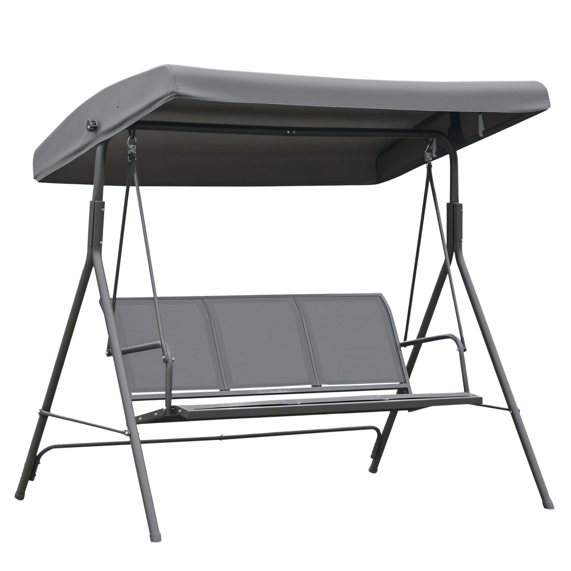 HOLLYWOODSCHAUKEL DE-15224 3-Sitzer mit verstellbarem Dach Grau - Grau, Metall (118/159/175cm) - ComfortXL