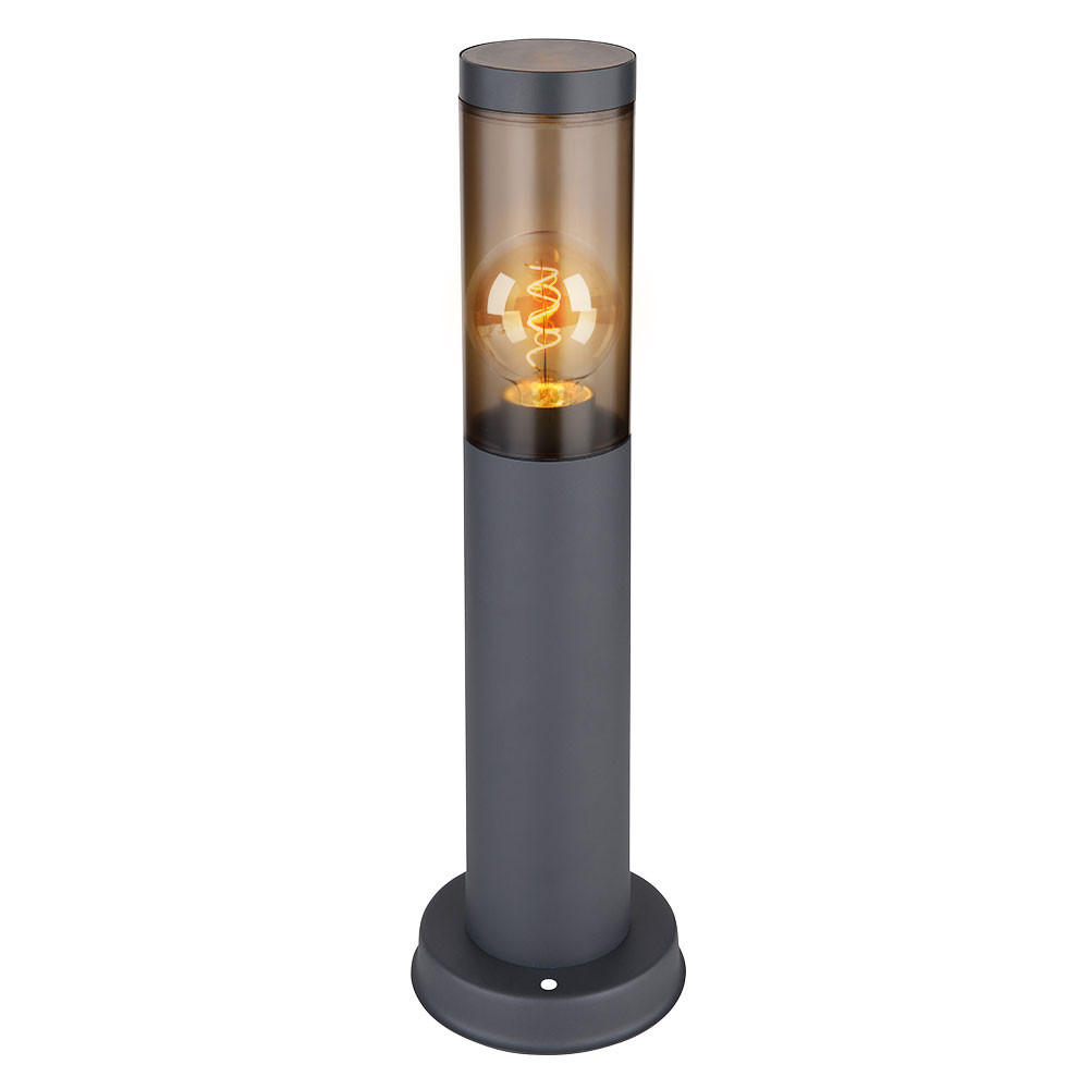 LED SOCKELLEUCHTE Edelstahl Grau Rauchoptik - Grau, Metall (12.7/12.7/45cm) - Globo Lighting