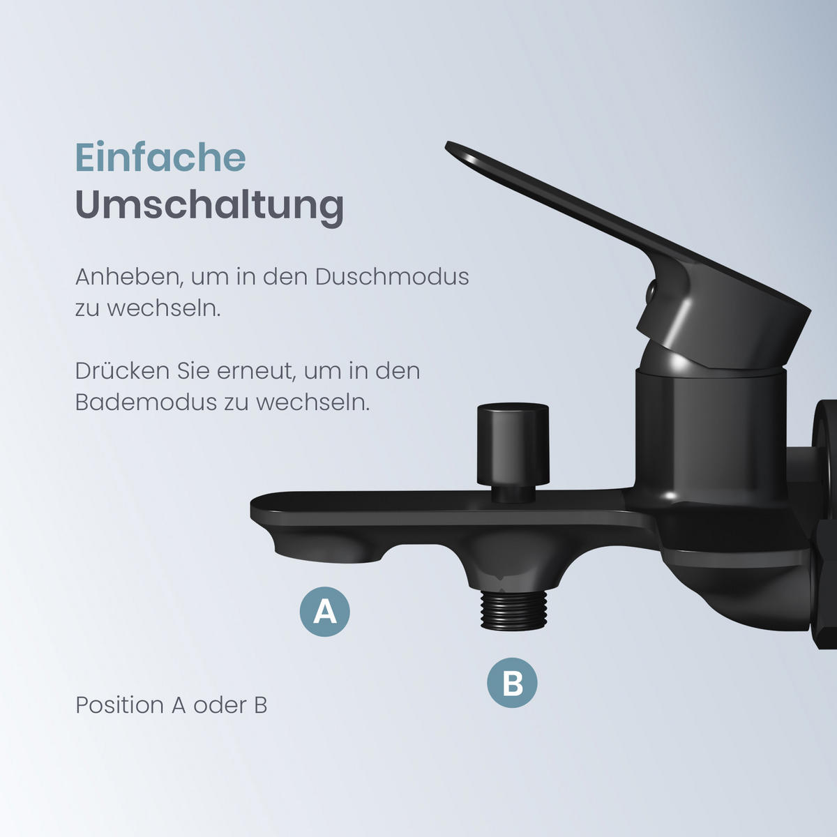 DUSCHARMATUR Schwarz Matt 21,2/18,3 cm - Schwarz, Metall (18/11/21cm) - EMKE