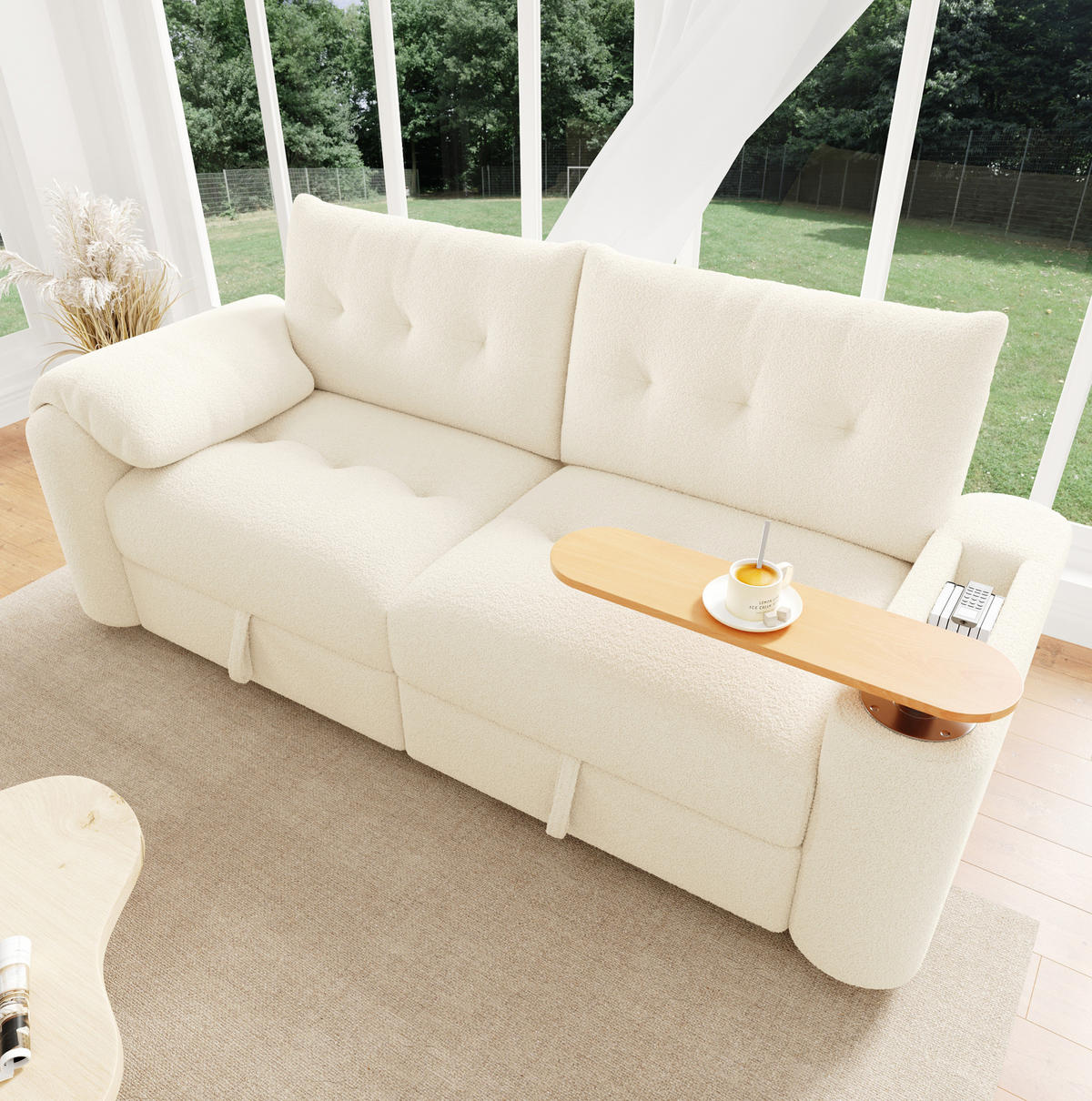 SOFA modular mit Stauraum 207,5 x 80 x 87 cm Teddy Beige - Beige, Kunststoff (207.5/87/80cm) - Meubliv