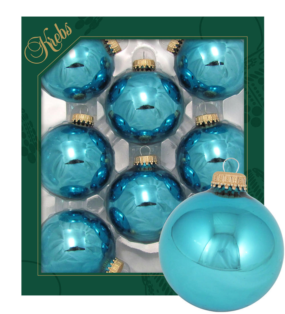 CHRISTBAUMKUGELN Uni-Design Eleonora Blau 7cm (Glas / 8 Stk.) - Blau, Glas (7/7/7cm) - Krebs Glas Lauscha