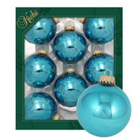 CHRISTBAUMKUGELN Uni-Design Eleonora Blau 7cm (Glas / 8 Stk.) - Blau, Glas (7/7/7cm) - Krebs Glas Lauscha