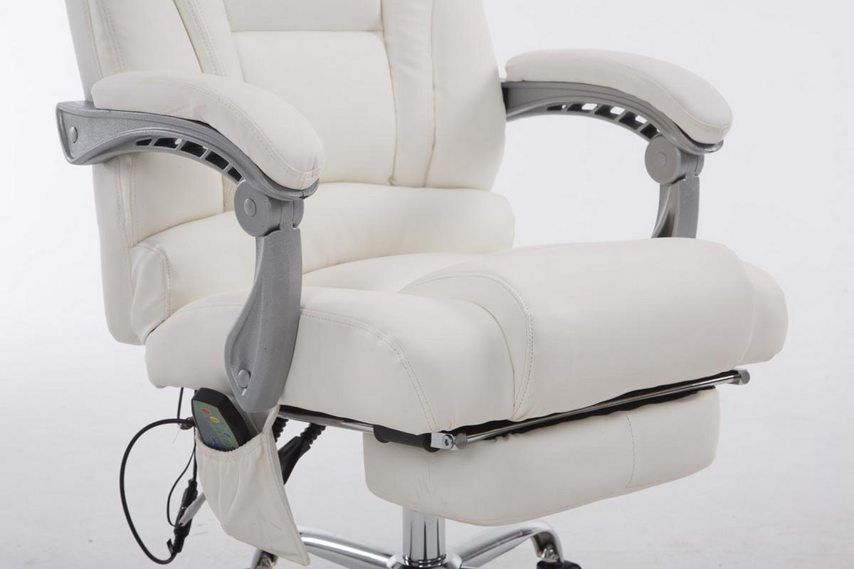 BÜROSTUHL Pacira-N, Kunstleder mit Massagefunktion Weiß - Weiß, Textil/Metall (68/127/64cm) - TPFLiving