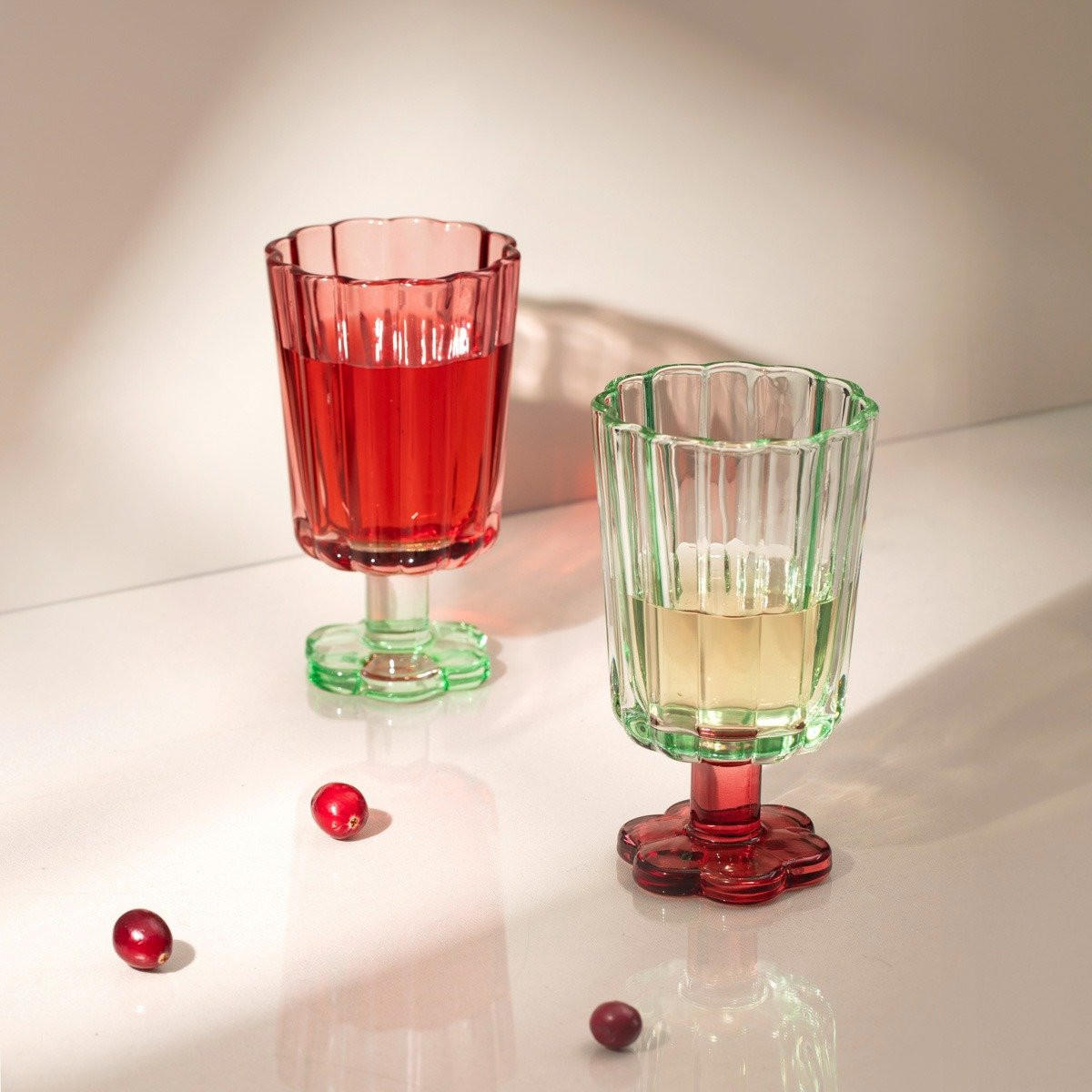 GLÄSERSET Cassiar korallengrün 0,22 l 6er-Set - Multicolor, Glas (0.22L) - Homla