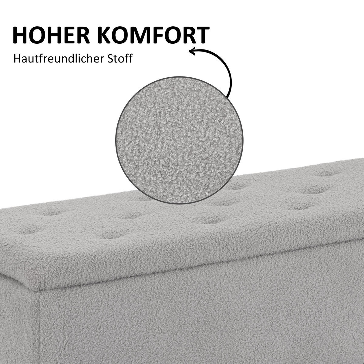 SITZBANK, Bettbank, Polsterbank, Grau - Grau, Kunststoff (38/45/95cm) - HOMCOM