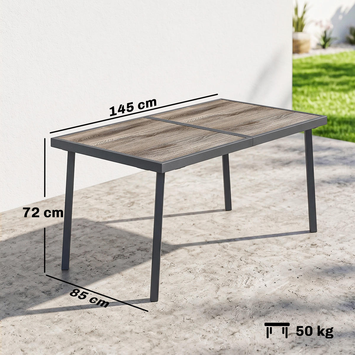 GARTENTISCH,GRAU,1 Stück - Grau, Kunststoff (145/85/72cm) - GiPP