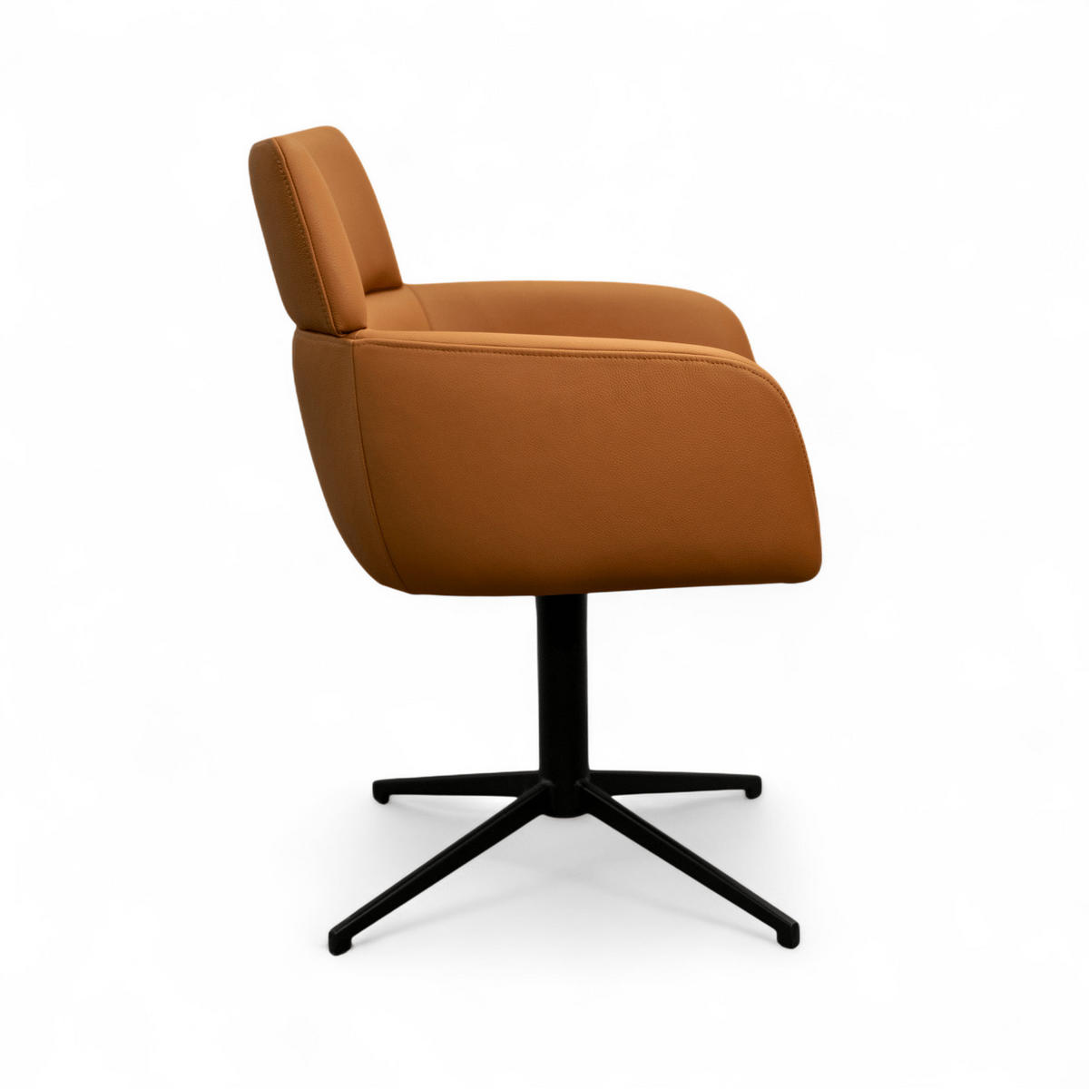 STUHL 1 Stück in Echtleder Cognacbraun - Schwarz/Braun, Leder/Metall (58/83/58cm) - Furnhouse