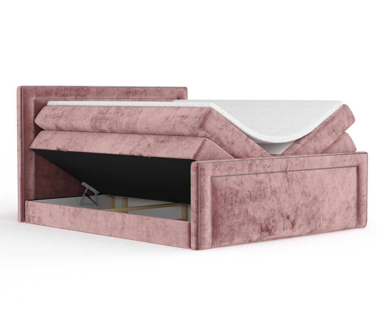 BOXSPRINGBETT Luxora Rosa 160/200 cm - Schwarz/Rosa, Holz/Holzwerkstoff (160/200cm) - Maison de Reve