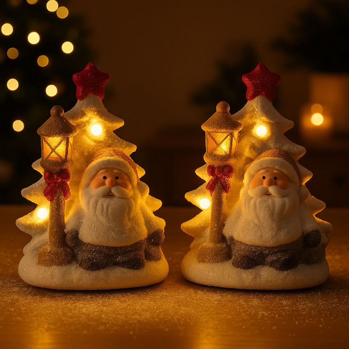 LED DEKOFIGUR Weihnachtsmann Bunt 2er Set - Multicolor, Kunststoff (14.5/12/22cm) - Globo Lighting