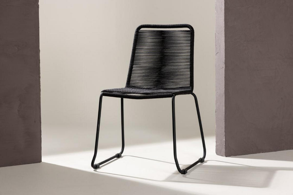 GARTENSTUHL, Lindos, Schwarz, Polyester, 57 x 59 x 86 cm - Schwarz, Textil (57/86/59cm) - ebuy24