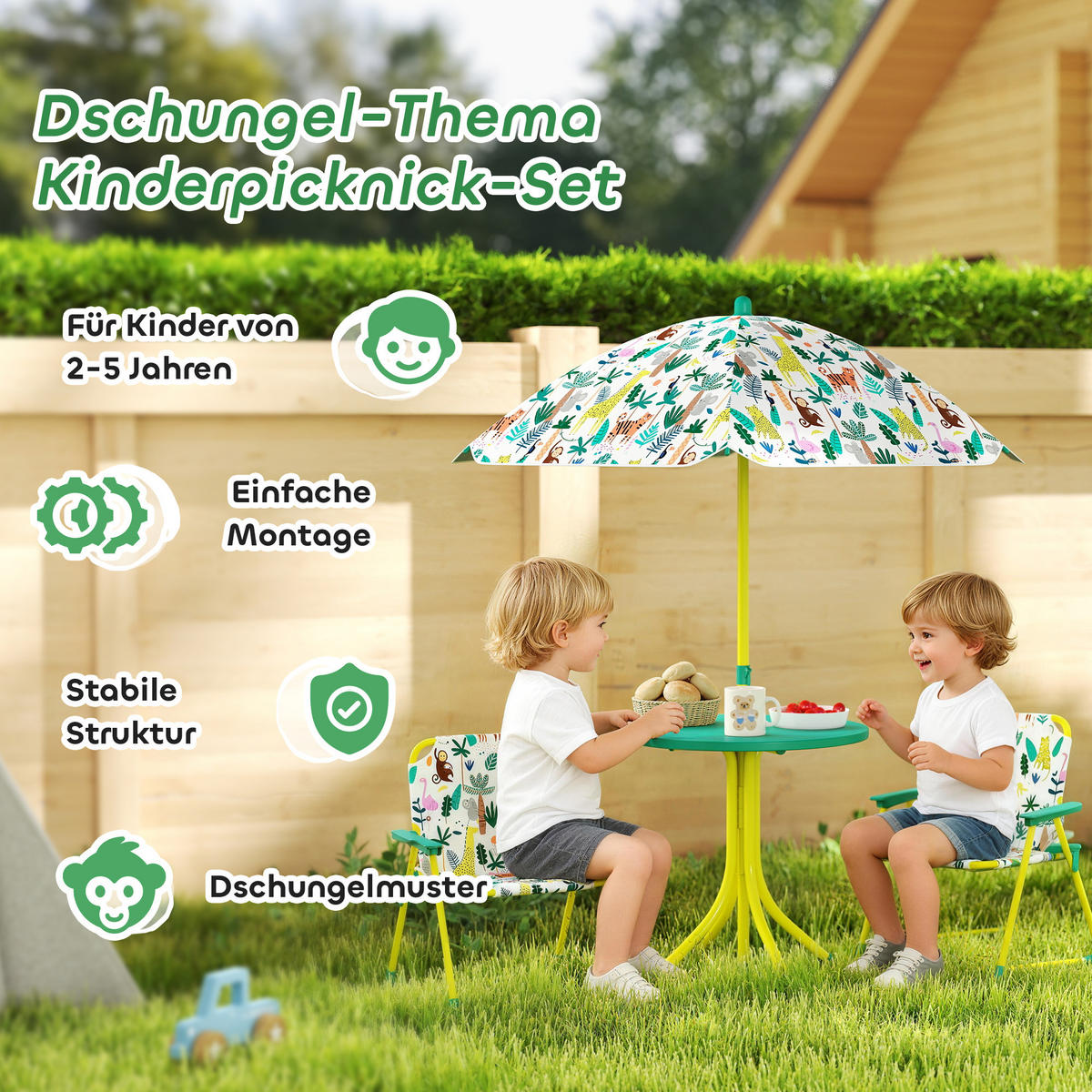 KINDERTISCHGRUPPE Grün 49.5/49.5/50.0cm - Grün, Metall (49.5/50/49.5cm)