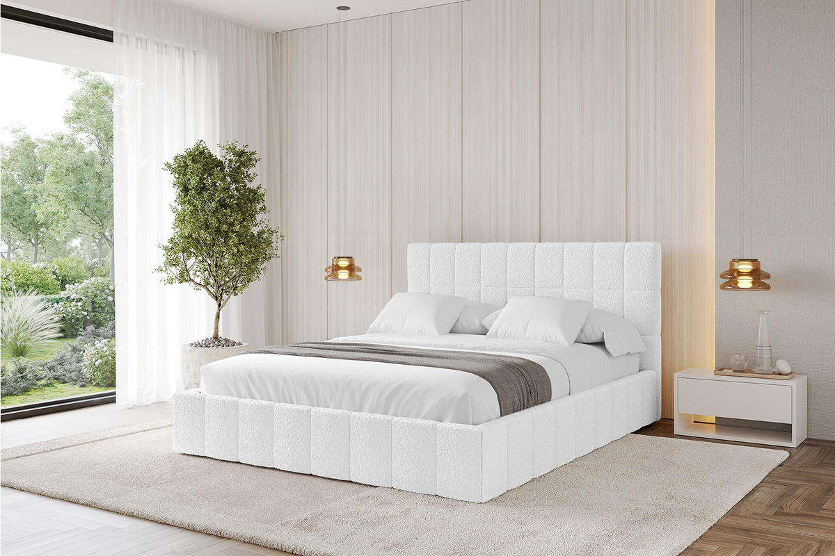 POLSTERBETT mit Bettkasten und Lattenrost, Boxbett ohne Matratze - AMEA 180x200 Weiß - Weiß, Holzwerkstoff/Textil (180/200cm) - ALTDECOR