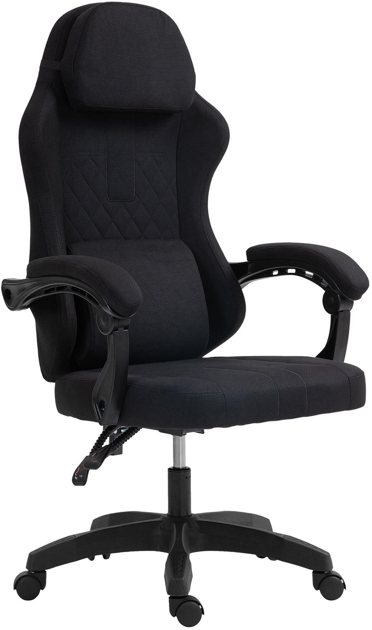 CHEFSESSEL Stoff Schwarz/Schwarz - Schwarz, Kunststoff/Textil (65/123/65cm) - CLP