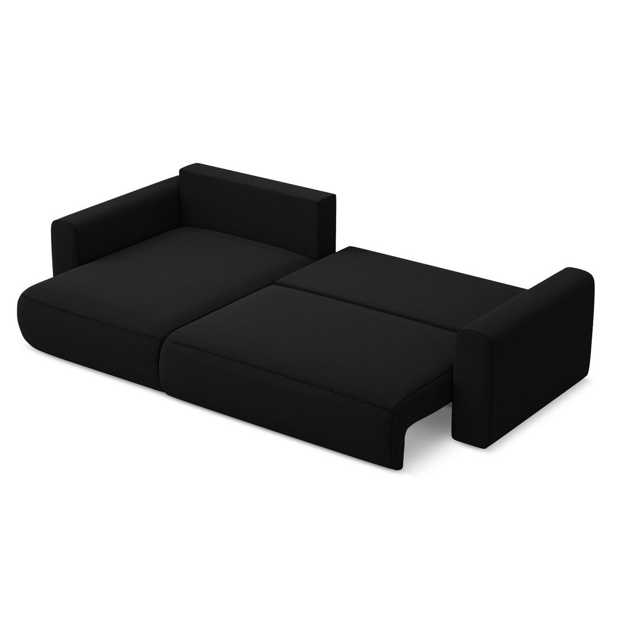 ECKSOFA mit Schlaffunktion Samt Stoff Schwarz - Schwarz, Kunststoff/Textil (149/278cm) - LaMiaSofa