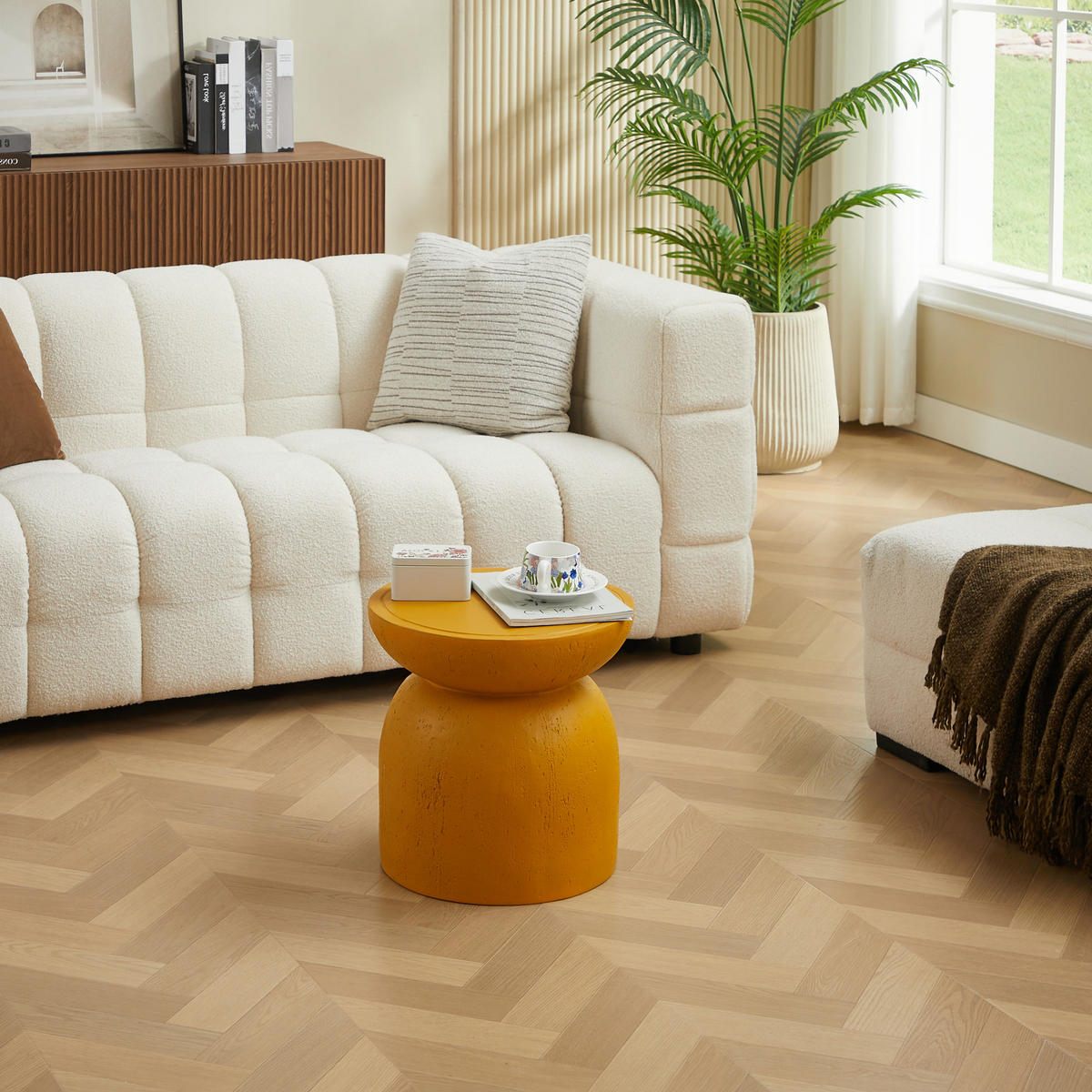 BEISTELLTISCH Rund Gelb 45 x 45 x 52 cm - Gelb, Metall (40/40/40.5cm) - Nordlys