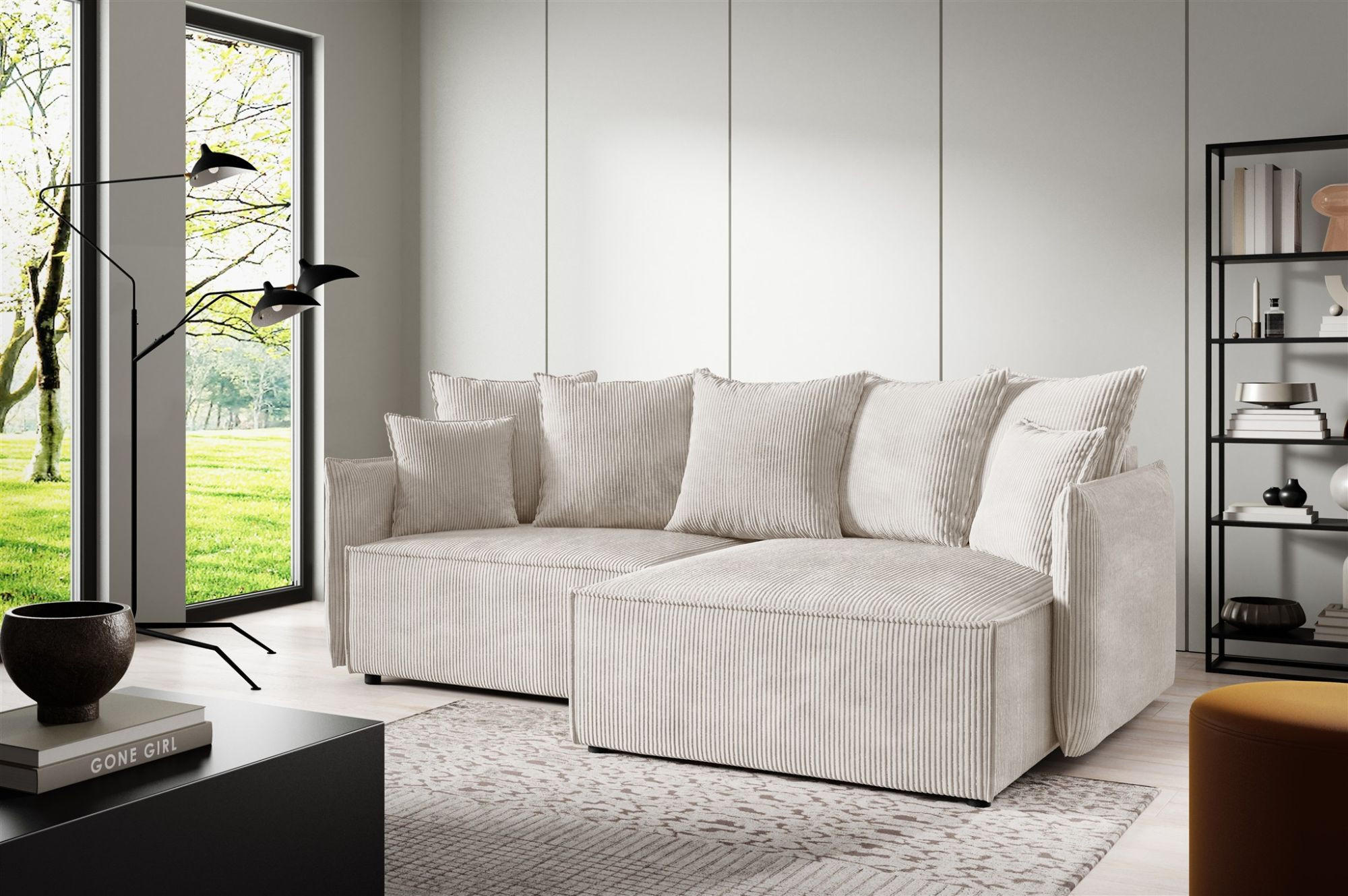 ECKSOFA Minea Mit Schlaffunktion - Weiß, Holzwerkstoff/Textil (221/153cm) - Fun Möbel