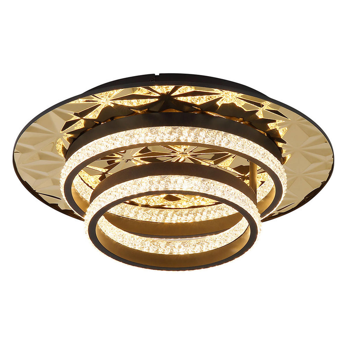 LED DECKENLEUCHTE Aluminium Gold Kristalloptik - Goldfarben, Metall (50.5/40/14cm) - Globo Lighting